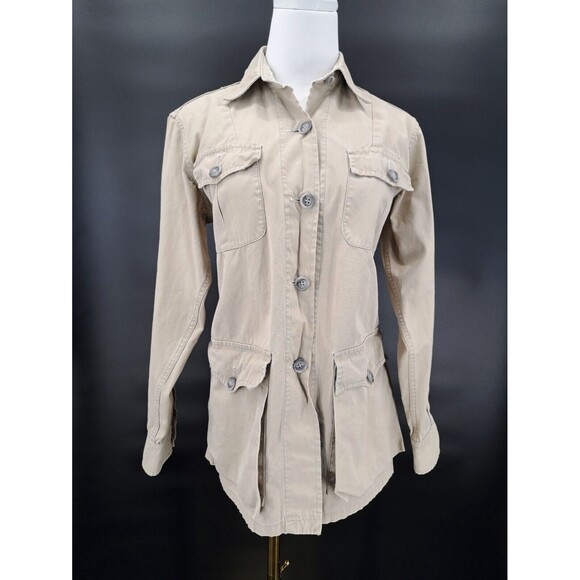 Vintage 60s Abercrombie & Fitch Safari Utility Shirt Jacket Womens Size 12 Khaki